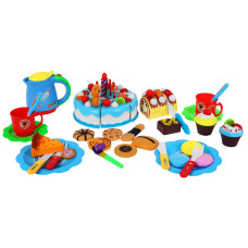 Set aniversal cu tort de jucărie și 80 de accesorii - Inlea4Fun SWEET CAKE - albastru - 