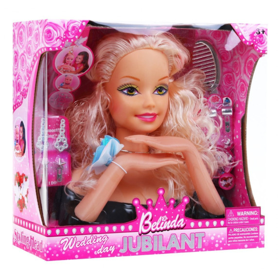 Belinda fésülhető babafej - szőke