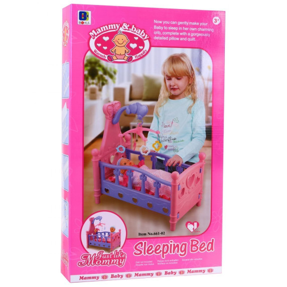 Játék babaágy Inlea4Fun SLEEPING BED - rózsaszín