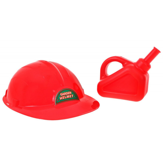 Játék fűnyíró sisakkal és benzinkannával Inlea4Fun GARDEN TOOLS