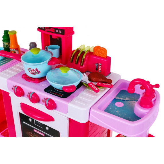 Detská kuchynka so svetelnými a zvukovými efektmi a doplnkami Inlea4Fun KIDS COOK - ružová