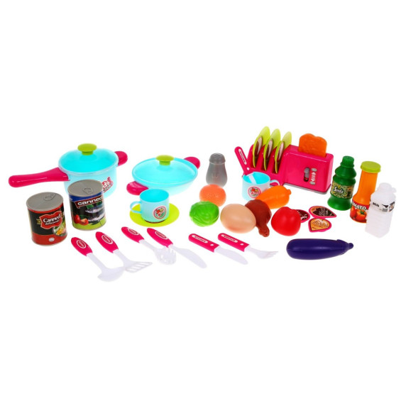 Detská kuchynka so svetelnými a zvukovými efektmi a doplnkami Inlea4Fun KIDS COOK - ružová