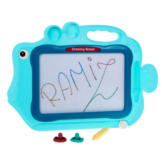Mágneses rajztábla Inlea4Fun DRAWING BOARD FISH - Kék