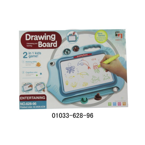 Mágneses rajztábla Inlea4Fun DRAWING BOARD FISH - Kék