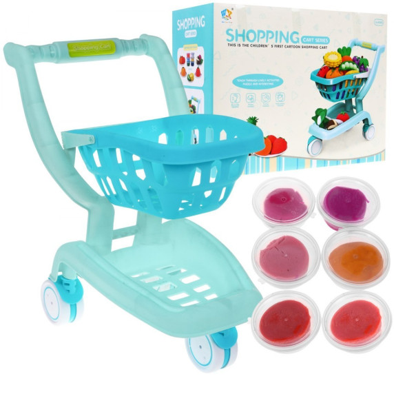 Nákupný vozík s doplnkami Inlea4Fun SHOPPING CART SERIES - modrý