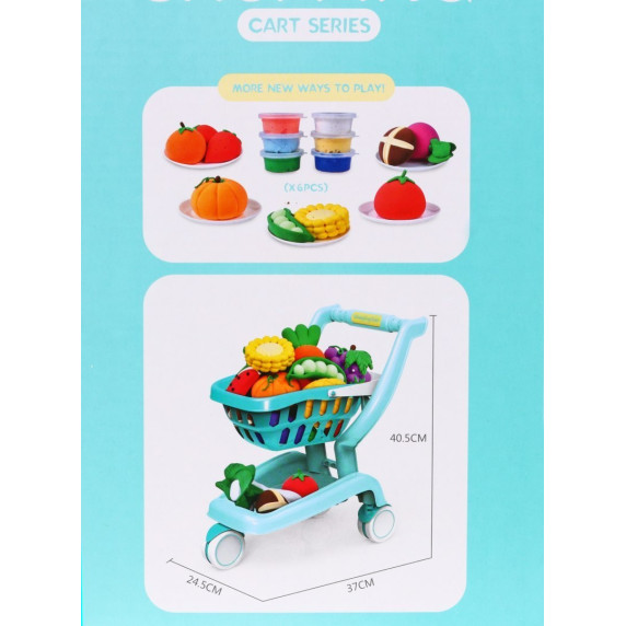 Nákupný vozík s doplnkami Inlea4Fun SHOPPING CART SERIES - modrý
