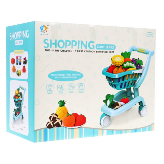 Nákupný vozík s doplnkami Inlea4Fun SHOPPING CART SERIES - modrý