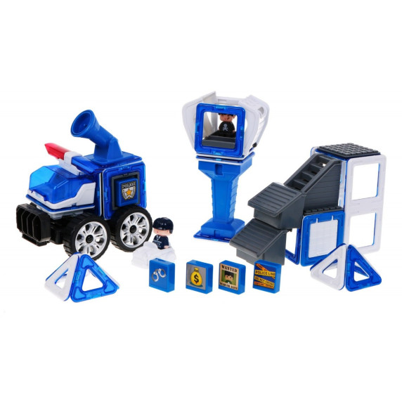 Magnetická stavebnica Policajná stanica 50 ks Inlea4Fun MAGIC MAGNETIC