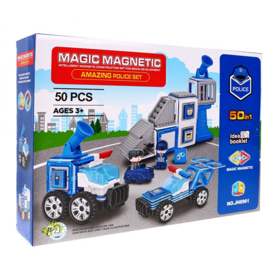 Magnetická stavebnica Policajná stanica 50 ks Inlea4Fun MAGIC MAGNETIC