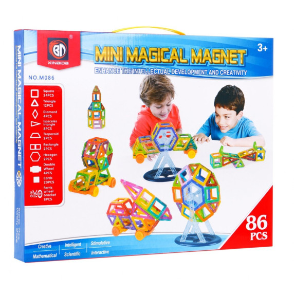 Mágneses építőjáték 86 db Inlea4Fun MINI MAGICAL MAGNET