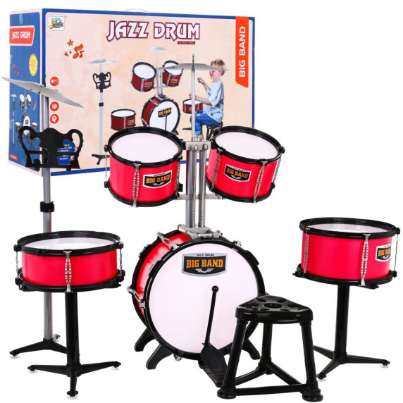 Játék dob felszerelés Inlea4Fun BIG BAND - piros