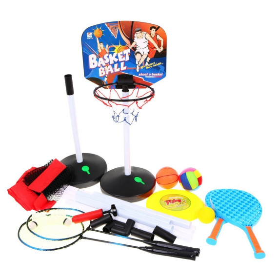 Kosárlabda, röplabda, tollaslabda, frizbi, tenisz szett 5az1-ben Inlea4Fun SPORT SERIES