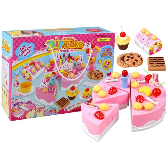 Set tort feliabil cu 75 de accesorii Inlea4Fun DIY Cake Birthday