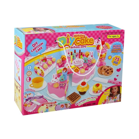 Set tort feliabil cu 75 de accesorii Inlea4Fun DIY Cake Birthday