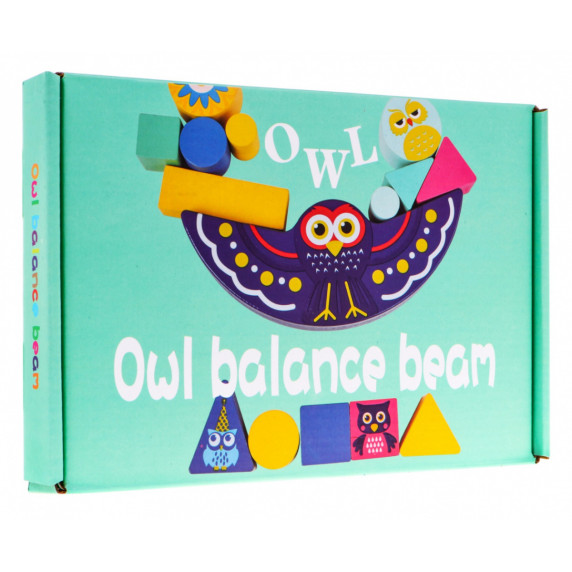 Drevená balančná hra Sovička Inlea4Fun OWL BALANCE BEAN