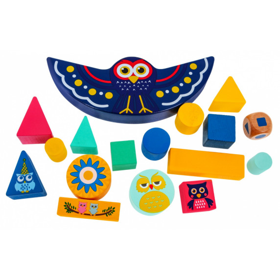 Drevená balančná hra Sovička Inlea4Fun OWL BALANCE BEAN