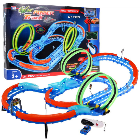 Svietiaca autodráha 57 prvkov Inlea4Fun GLOW POWER TRACK