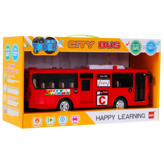 Játék autóbusz Inlea4Fun CITYBUS - Piros