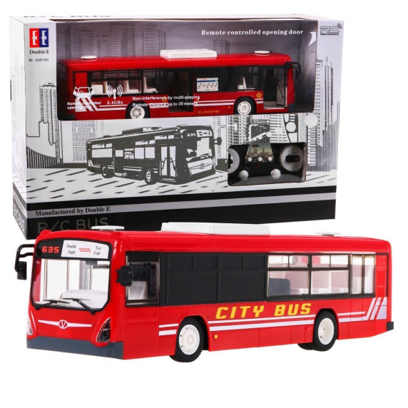 Autobuz cu telecomandă 1:20 - roșu - Inlea4Fun