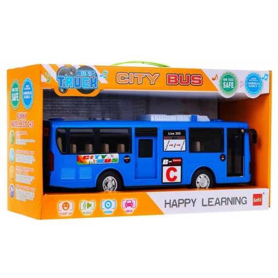 Autobuz de jucărie - albastru -  Inlea4Fun CITYBUS