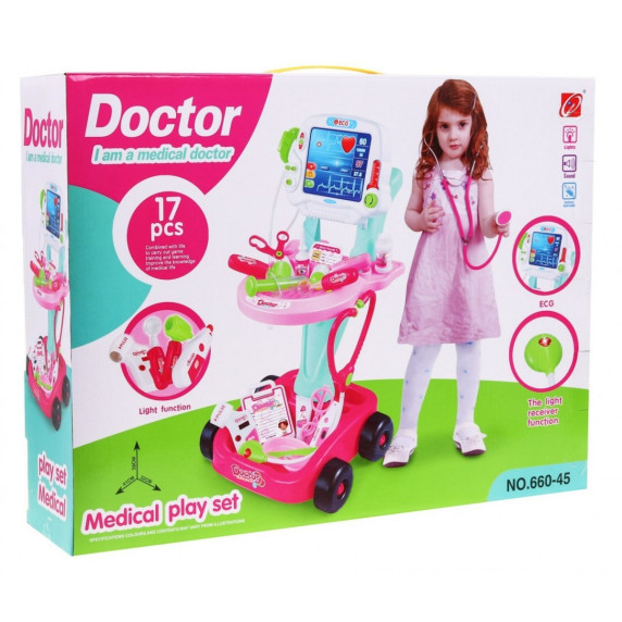 Orvosi kocsi gyerekeknek Inlea4Fun Doctor EKG - rózsaszín