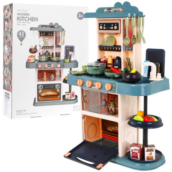 Detská kuchynka so 43 doplnkami Inlea4Fun HOME  KITCHEN - hnedá