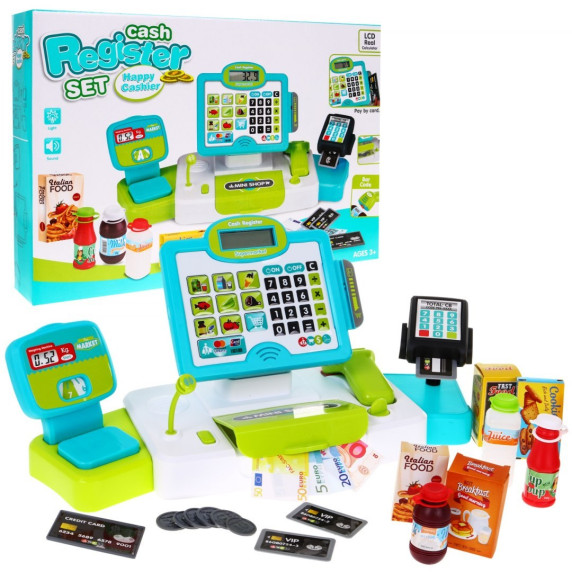 Érintőképernyős pénztárgép mérleggel Inlea4Fun CASH REGISTER SET - Zöld/türkiz