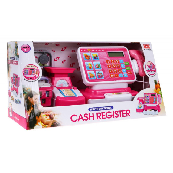 Inlea4Fun Cash Register Detská pokladňa - ružová/biela