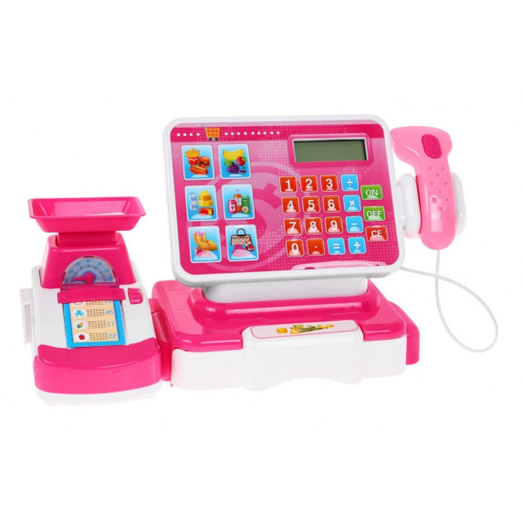 Inlea4Fun Cash Register Detská pokladňa - ružová/biela
