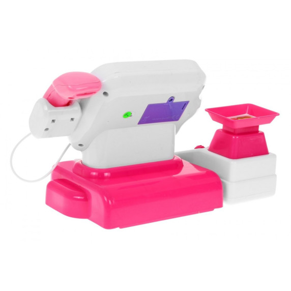Pénztárgép kiegészítőkkel és bevásárlókosárral - rózsaszín/fehér Inlea4Fun CASH REGISTER