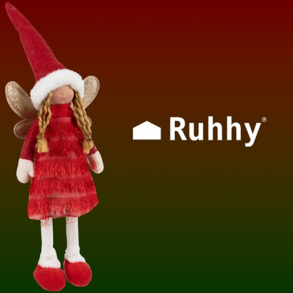 Karácsonyi tündér figura 40 cm RUHHY 22346 - piros