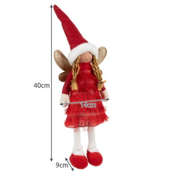 Karácsonyi tündér figura 40 cm RUHHY 22346 - piros