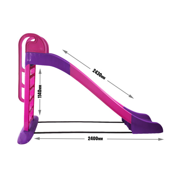 Csúszda kapaszkodóval 243 cm AGA 014550/9 - rózsaszín