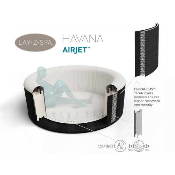 Piscină hidromasaj gonflabilă - 180x66 cm BESTWAY 60035 Lay-Z Spa - Havana