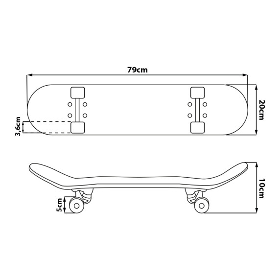 Skateboard din lemn - 79x20x10 cm MANDALORIAN Logo