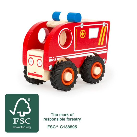 Mașină de jucărie din lemn - SMALL FOOT DESIGN - ambulanță
