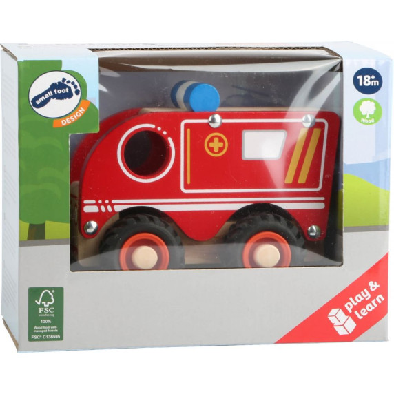 Mașină de jucărie din lemn - SMALL FOOT DESIGN - ambulanță