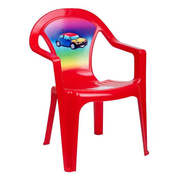 Scaun pentru copii din plastic - roșu - mașină
