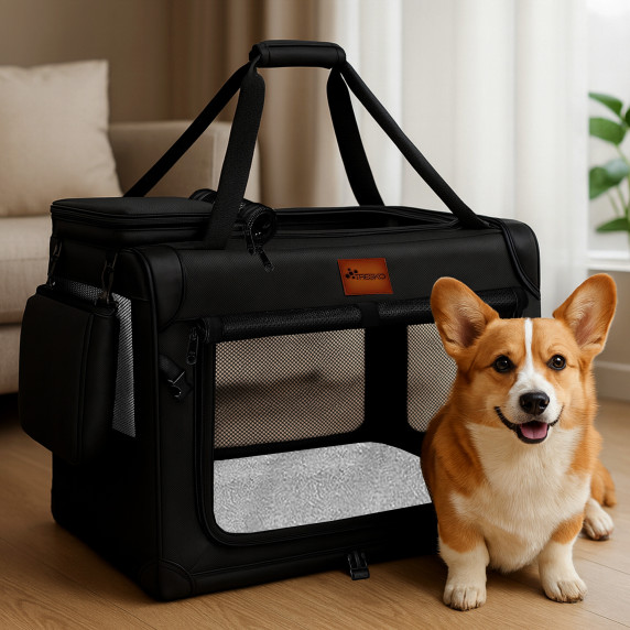 Cușcă Tresko pentru câini și pisici 70x52x52 cm TRESKO THDB-009 - Neagră