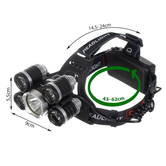 Fejlámpa 5 LED-del TRIZAND T6 CREE 16144