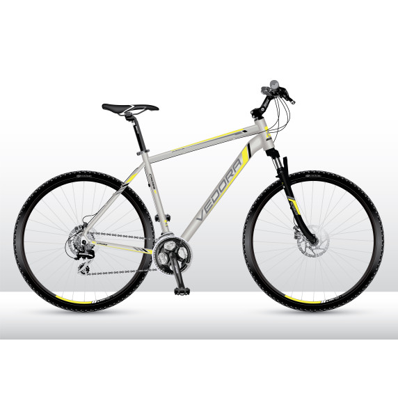 VEDORA pánsky bicykel Downtown Cross DISC C7 2019 18" - Šedý/Žltý